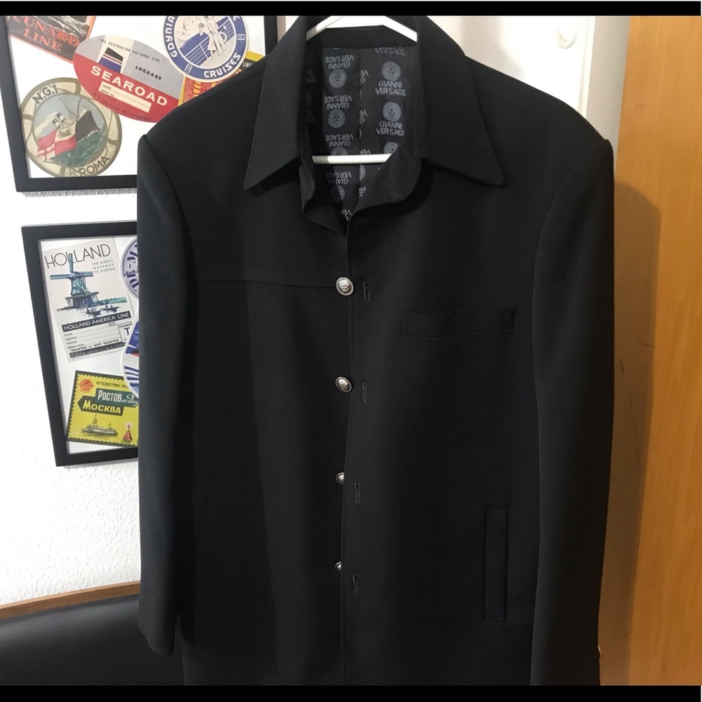 Gianni Versace Black Wool Coat XL